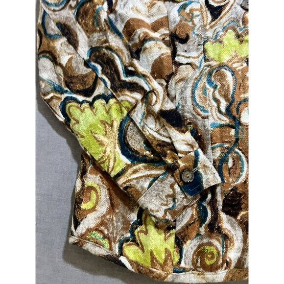 Vintage 90s Chicos Blazer Jacket Womens Size 1 Brown Floral Button Lined Ladies. - Picture 3 of 11